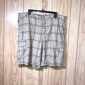 Basic Editions Tan Plaid Casual Bermuda Relaxed Fit Men Shorts 40